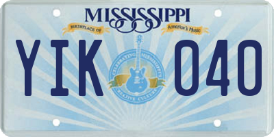 MS license plate YIK040