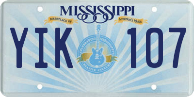 MS license plate YIK107