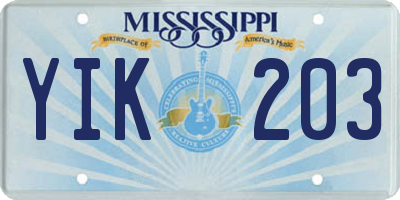 MS license plate YIK203