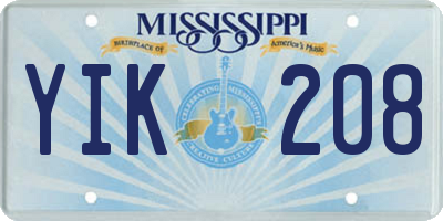 MS license plate YIK208