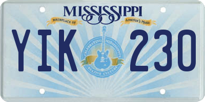 MS license plate YIK230