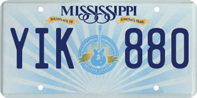 MS license plate YIK880