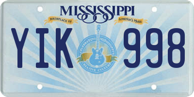 MS license plate YIK998