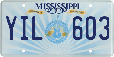 MS license plate YIL603