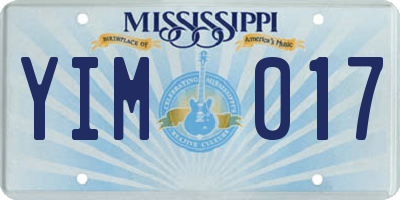 MS license plate YIM017