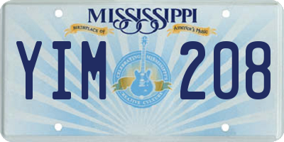 MS license plate YIM208