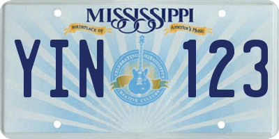MS license plate YIN123