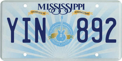 MS license plate YIN892