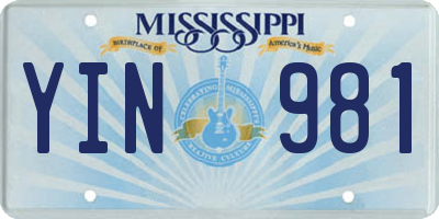 MS license plate YIN981