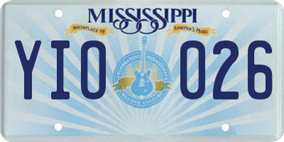 MS license plate YIO026
