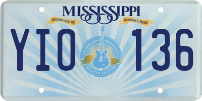 MS license plate YIO136