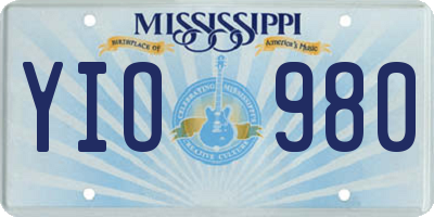 MS license plate YIO980
