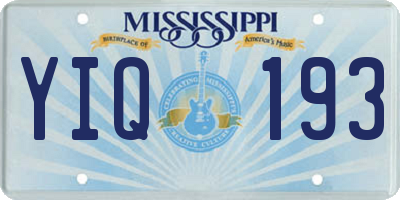 MS license plate YIQ193