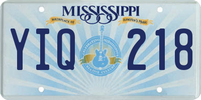 MS license plate YIQ218