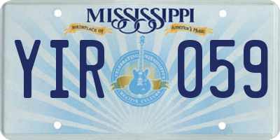MS license plate YIR059