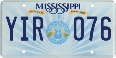 MS license plate YIR076
