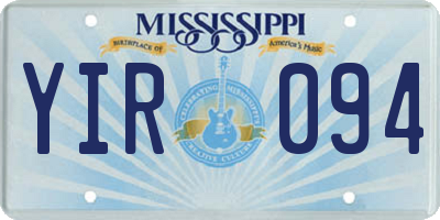 MS license plate YIR094