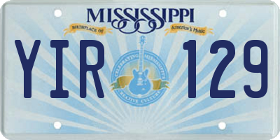 MS license plate YIR129