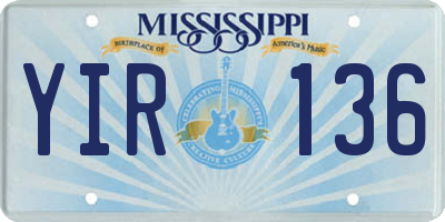 MS license plate YIR136