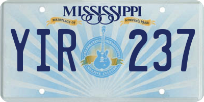 MS license plate YIR237