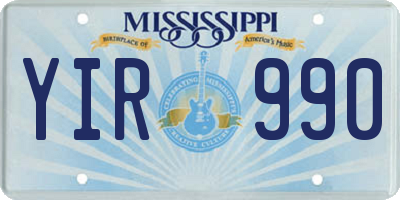 MS license plate YIR990