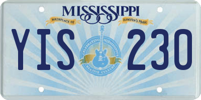 MS license plate YIS230