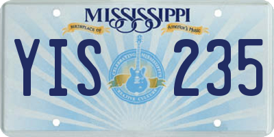 MS license plate YIS235