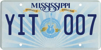 MS license plate YIT007