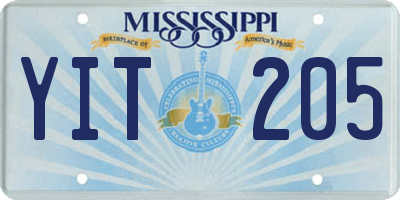 MS license plate YIT205