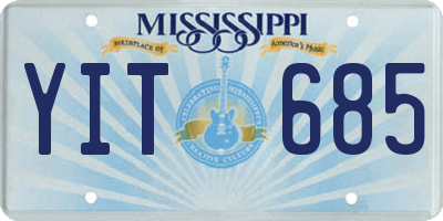 MS license plate YIT685
