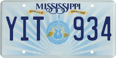 MS license plate YIT934