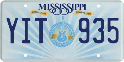 MS license plate YIT935