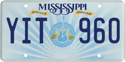 MS license plate YIT960
