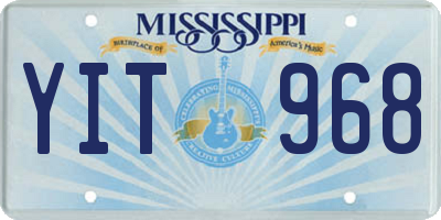 MS license plate YIT968