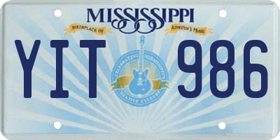 MS license plate YIT986