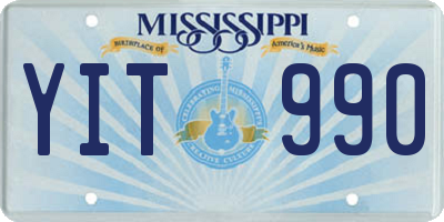MS license plate YIT990