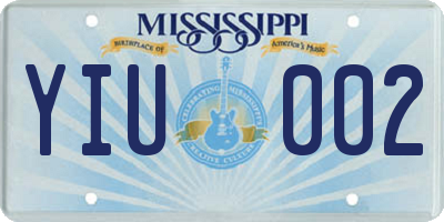MS license plate YIU002