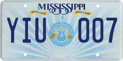 MS license plate YIU007