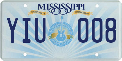 MS license plate YIU008