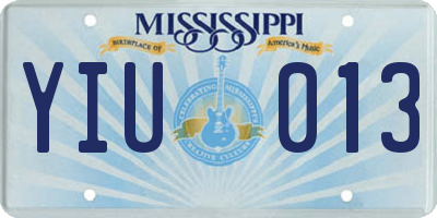 MS license plate YIU013