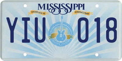 MS license plate YIU018