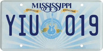 MS license plate YIU019