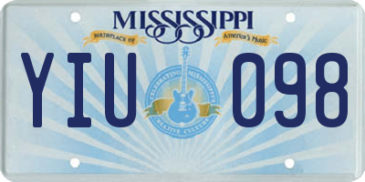 MS license plate YIU098