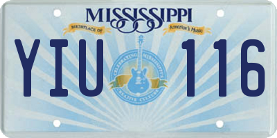 MS license plate YIU116