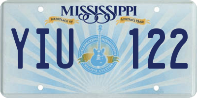 MS license plate YIU122
