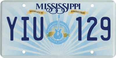 MS license plate YIU129