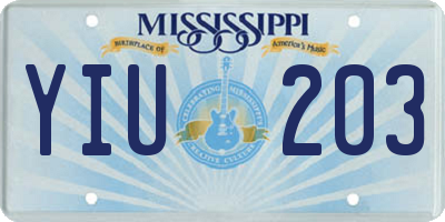 MS license plate YIU203