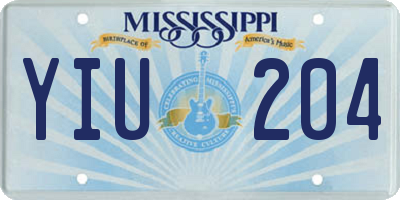 MS license plate YIU204