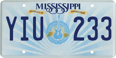MS license plate YIU233