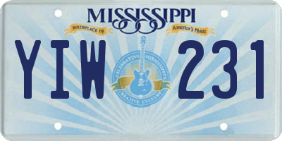 MS license plate YIW231